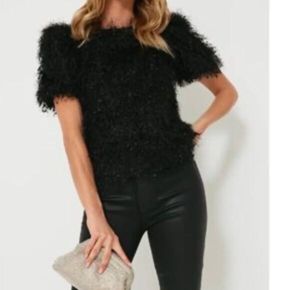 Hyacinth House Tuckernuck BLACK TEXTURED HAZEL BLOUSE NWT XS - Picture 1 of 9